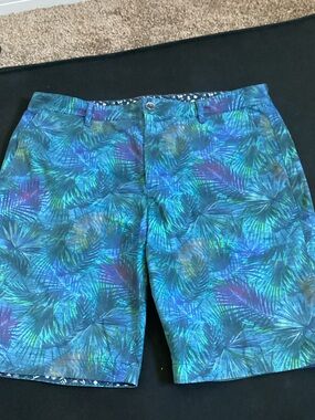 Robert Graham Blue and Green Tropical Print Shorts